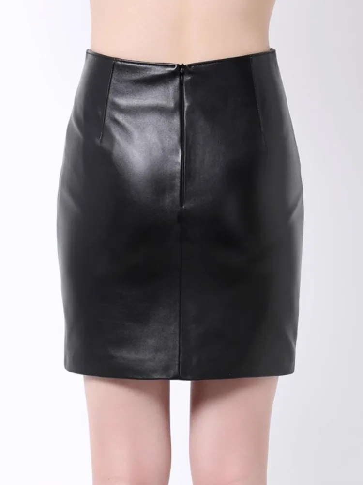 Female Genuine Leather Wrap Skirts Zip Slim Fit Autumn Winter High Waist Office Lady A line Natural Leather Youthful Style 4XL