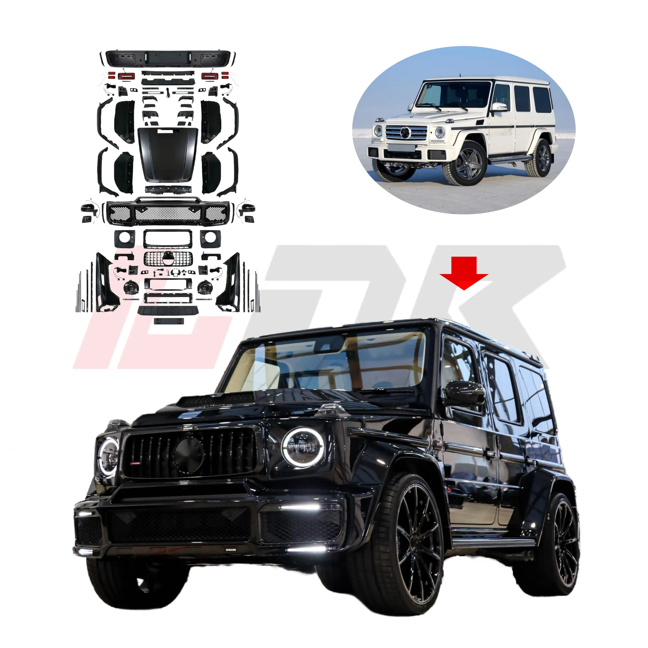 

BR BR Bodykit for G-class 2002-2018 W463 Upgrade to 2024 W464 B-Style High Quality Headlight Bumper Bonnet Auto Part