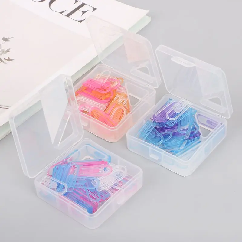 60pcs Small Mini Paperclip Candy Color Clear Stationery Binder Clip Table