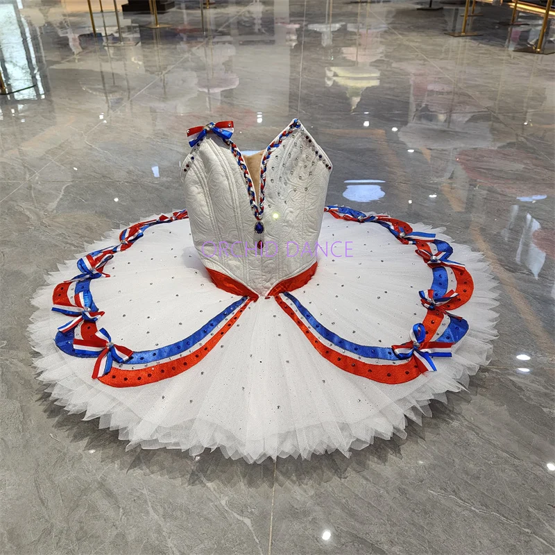 

12 Layers Custom Size Kids Adult The Paris Flames Variations Performance Wear Costumes Classical White Blue Ballet Tutu