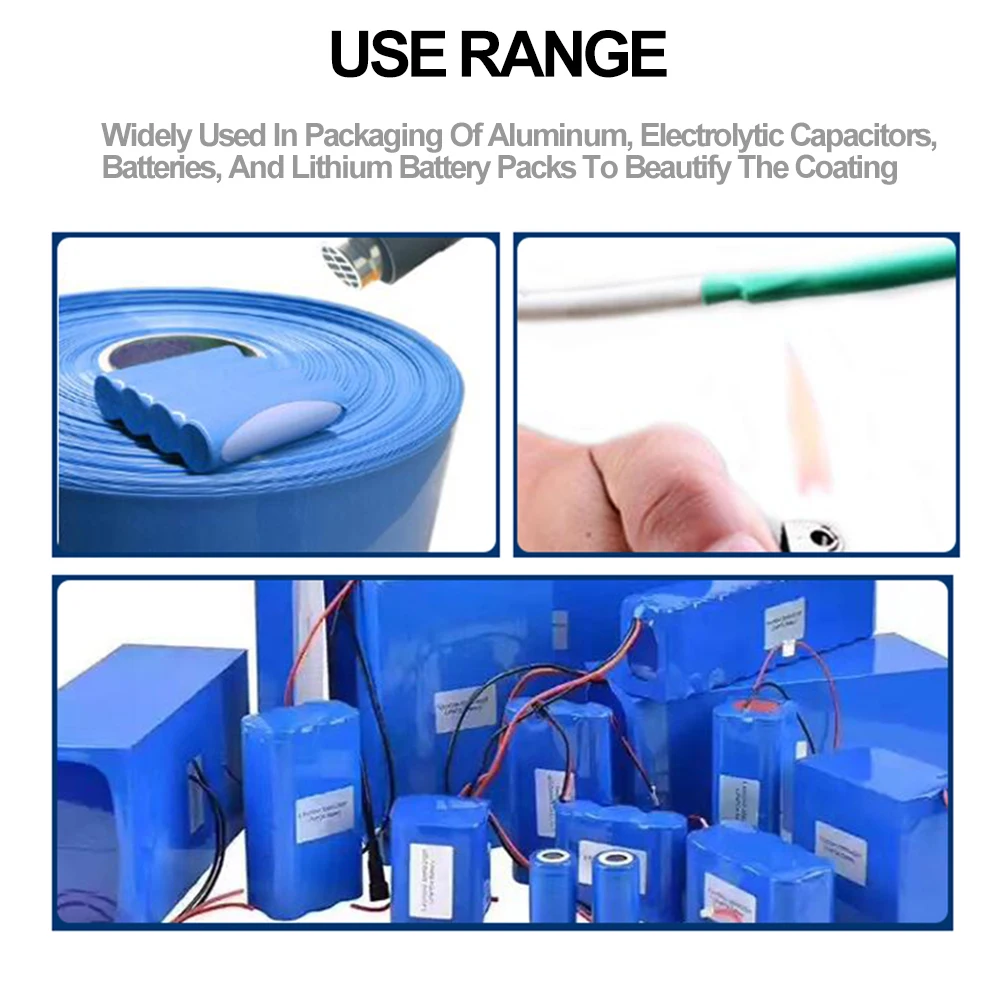 2M PVC Heat Shrink Tube Blue Shrink Wrapping Heat Shrinkable Tube 18650 Battery Insulation Sleeve Termoretractil Para Batería