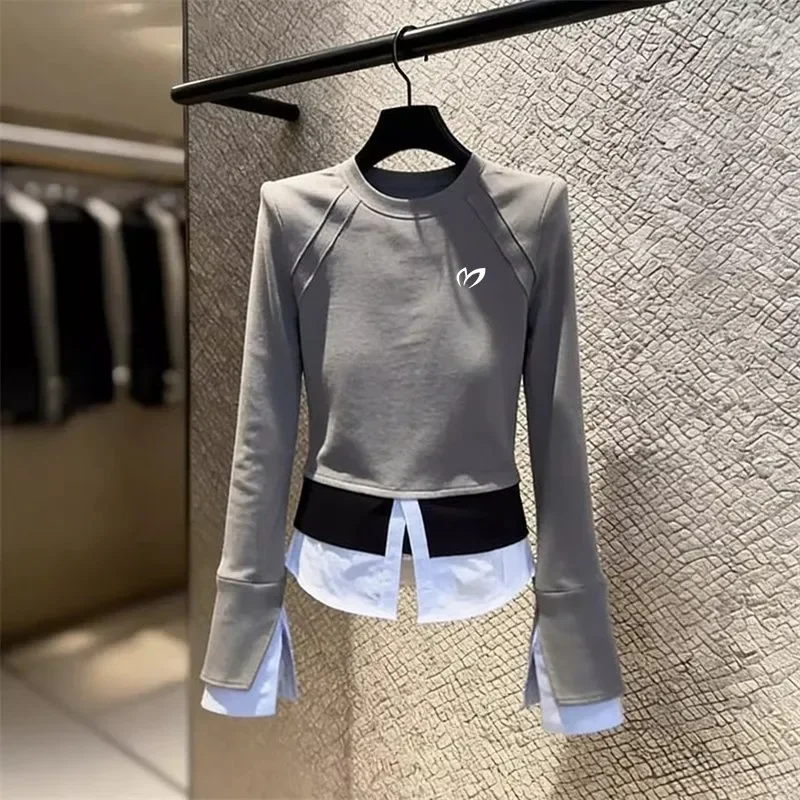 Golf supplies Authentic Korean Golf Fake Two piece Long sleeved Women's 2026 Autumn/Winter New High end Waist slimming Golf Top