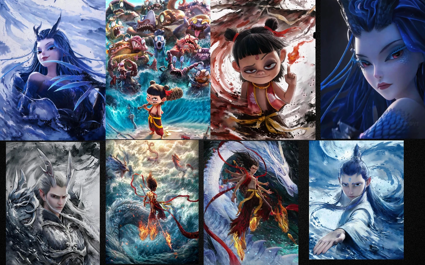 

500/1000/1200/2000PCS Jigsaw Puzzles Cartoon Nezha Movie Characters Family Activity Games for Gameroom Bedroom Home Decor Gift