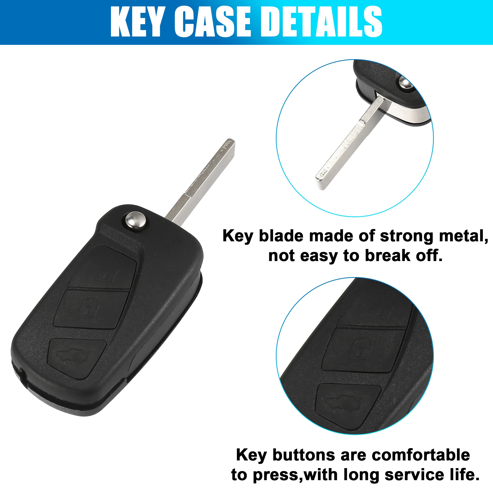 X Autohaux 3 przyciski automatyczne brelok do klucza zdalnie sterowanym samochodowym na etui do Ford Ka 2008-2013 narzędzia do konserwacji akcesoria