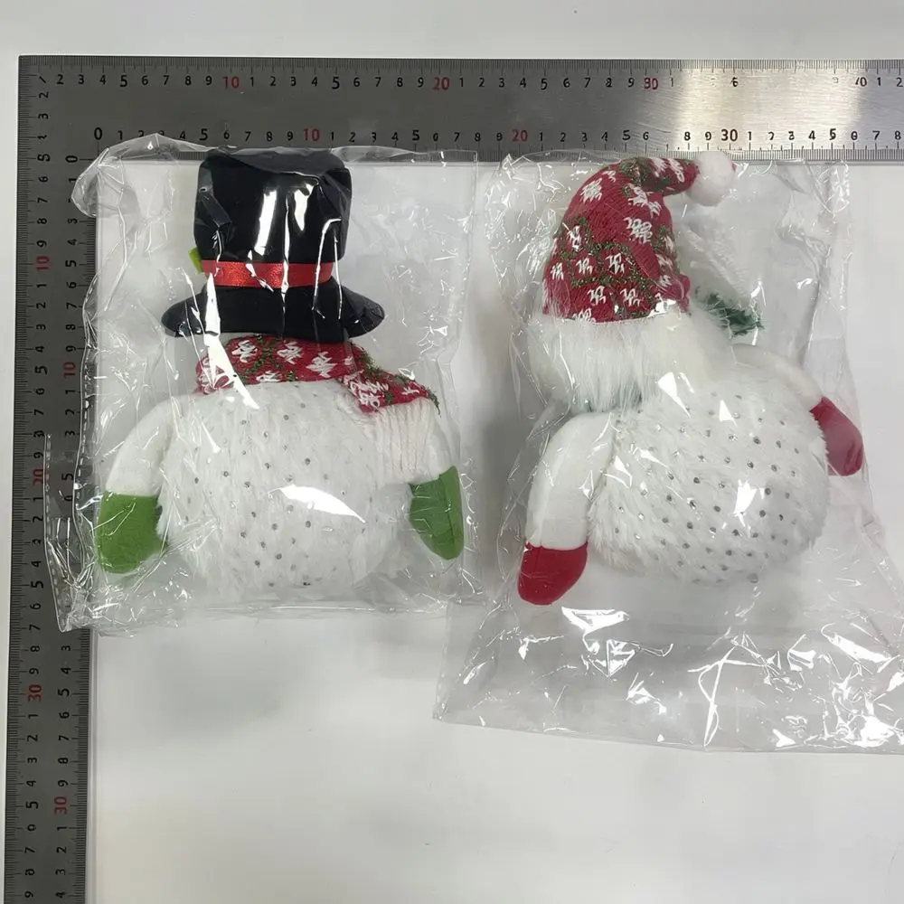 Christmas Snowman Plush Figurine Glowing Ornament LED Warm Light Holiday Home Decor Winter Party Shop Window Display