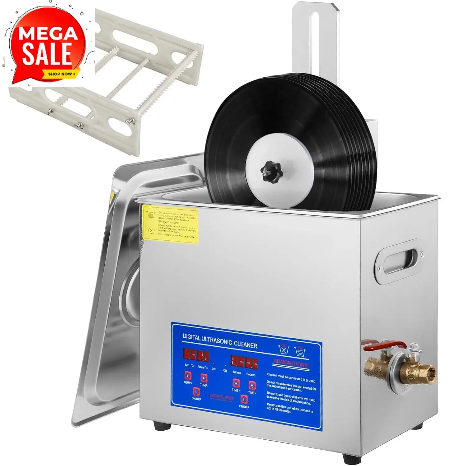 Sonic Cleaner, 6L Ultrasonic Vinyl Cleaner 7-12 Inch, 8 Records Ultrasonic Vinyl Cleaning Machine, 180W Ultrasonic Records Clean