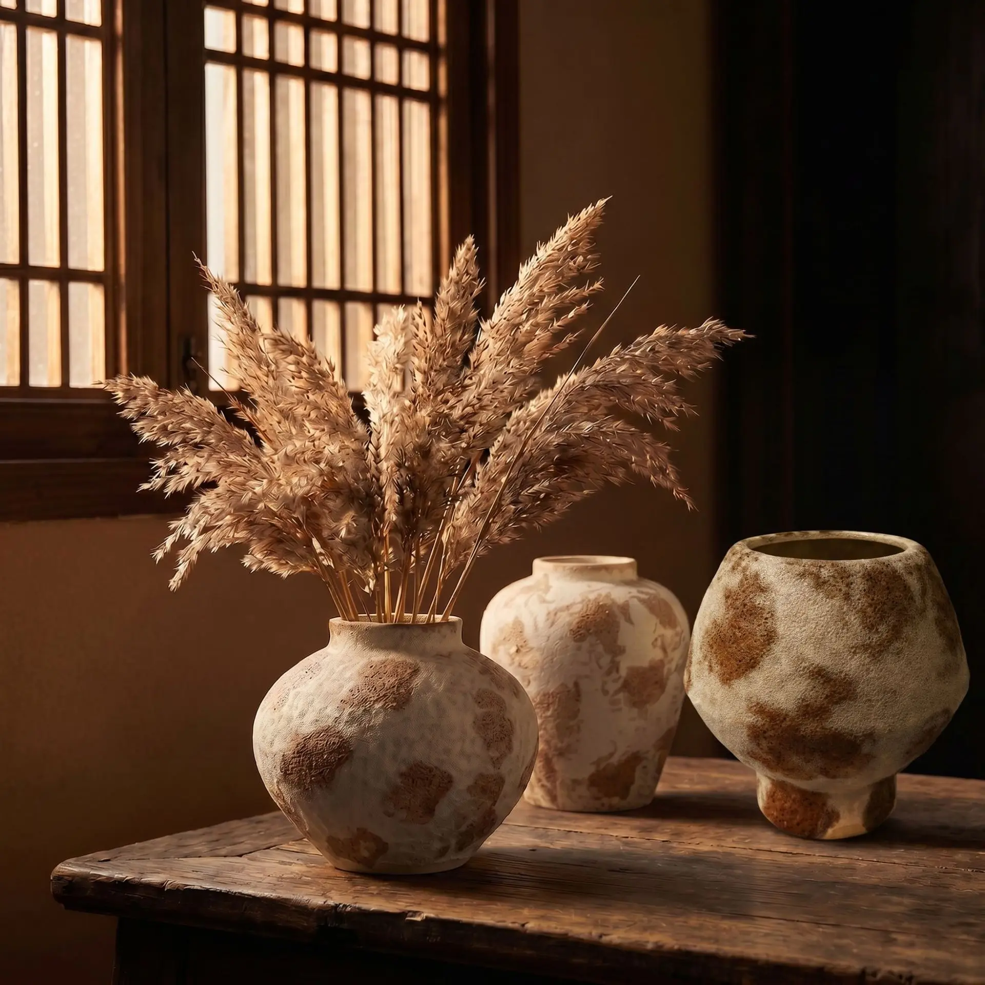 Wabi Sabi Style Coarse Pottery Vase Zen Style Pottery Jar New Chinese Style Hotel Model Room Soft Decor Drying Flower Utensil