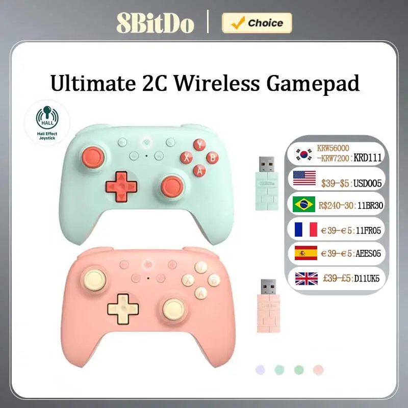 8BitDo-Ultimate 2C Controlador de Jogos Sem Fio, Efeito Hall para PC, janelas 10, 11, Steam Deck, Raspberry Pi, Android, Novo
