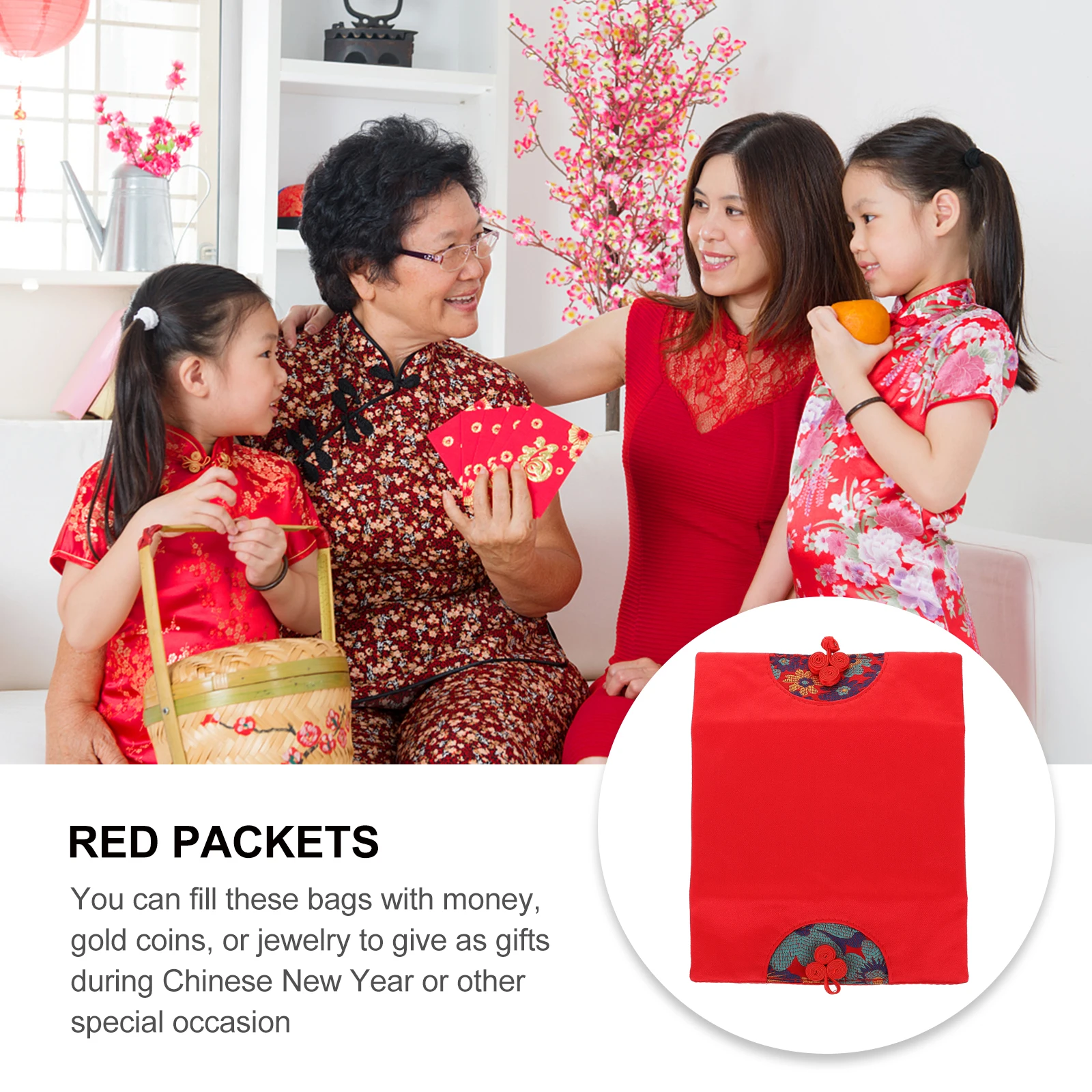 

Silk Cloth Red Envelope Creative Buckle Design Lunar New Year Decorative Money Packet Embroidery Red Envelopes Festival