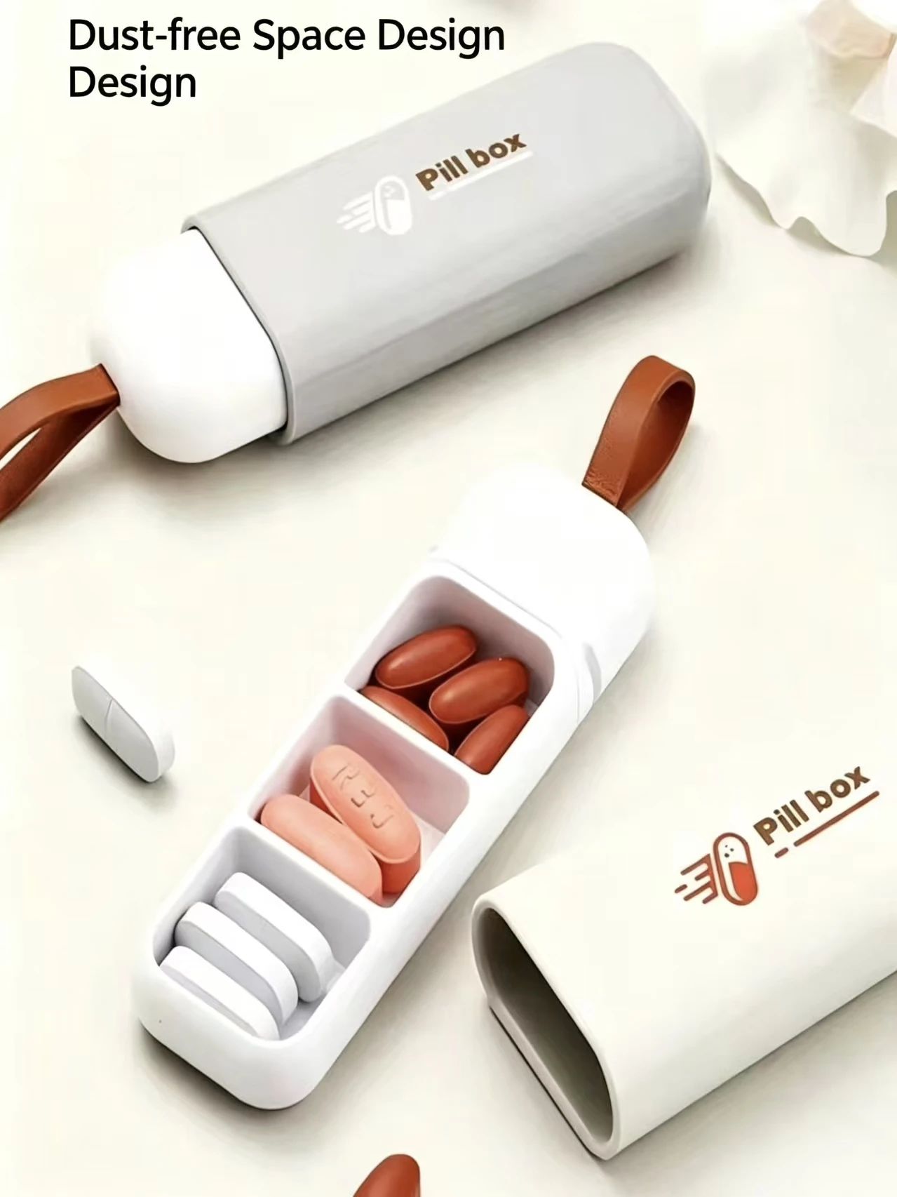 Portable Colorful 3 Spaces Medicine Case Health Care Container Case Pill Box Splitters Travel Pill Box Tiny Box Easy to Carry