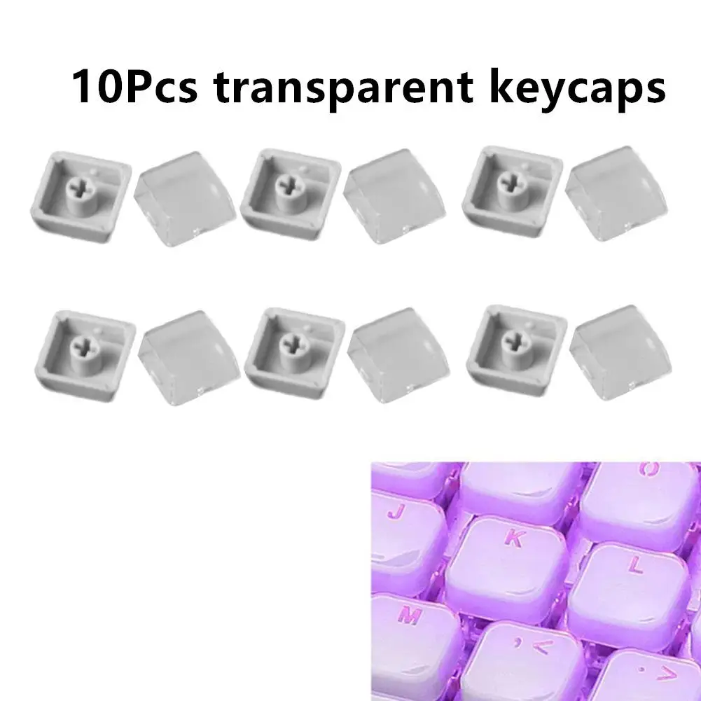 10Pcs Transparent Keycaps Double-layer Keycaps Removable Paper Clips Custom MX Switch Relegendable Keycap Shell Protection