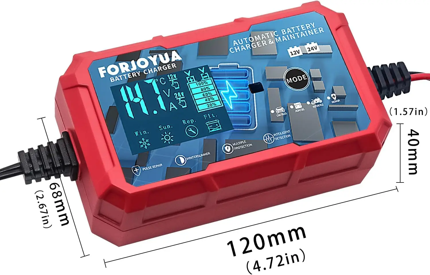 3A Car Battery Charger 12V 24V Smart Battery Charger for Car and Motorcycle Lead-Acid Battery Charger Environmental Protection