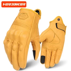 Motorcycle Leather Gloves Waterproof Breathable Moto Gloves Goatskin Leather Motocross Riding Gloves Full Finger Four Seasons