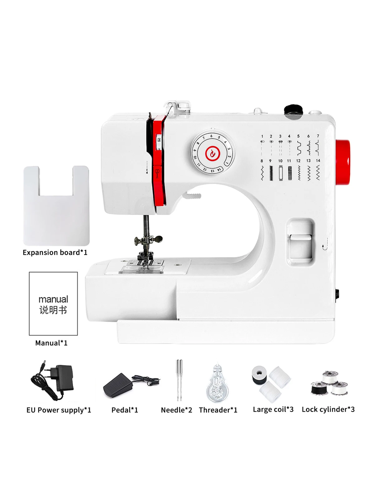 728 Mini Machine à coudre domestique électrique 14 points Machine à coudre avec Table d'extension conception multifonctionnelle ue