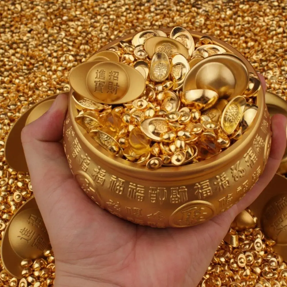 100PCS Gold Mini Gold Dollars Attract Wealth Photo Props Miniature Gold Ingots Gold Melon Seeds Handicrafts