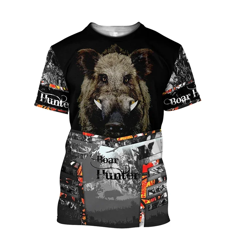 Fashion Outdoor Hunting Animal Camouflage 3D Printed Sport Casual Round Neck Short Sleeve Oversized T-shirt Men\'s Top Summer New