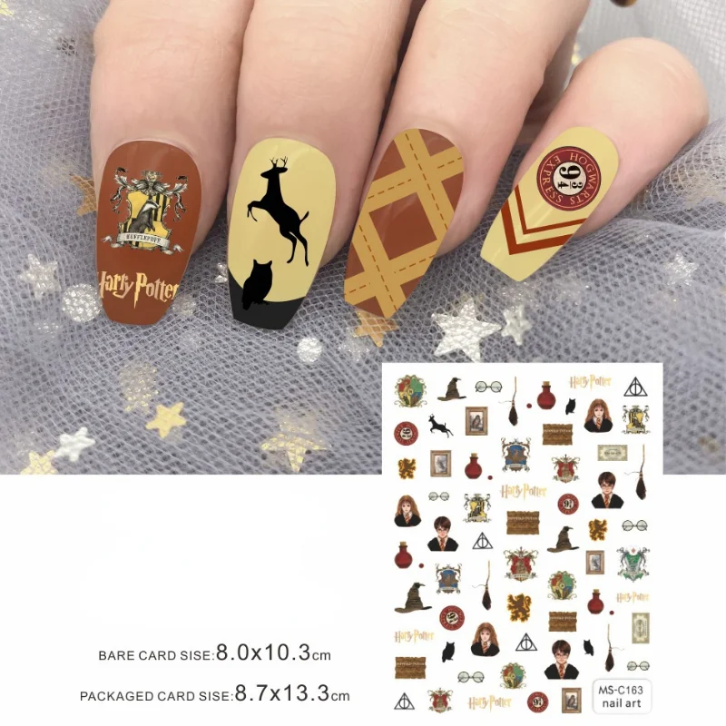 Nail Stickers Harries School Magic Fashion 3d Ultra-thin Glue Back Pottered Decorative Nail Stickers Children\'s Day Gift