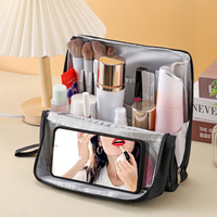 Travel Cosmetic Handbag Large Capacity Multi-Layer Standable Bag Makeup Brushes Storage Pouch Canvas Cloth Simple Bag For Travel