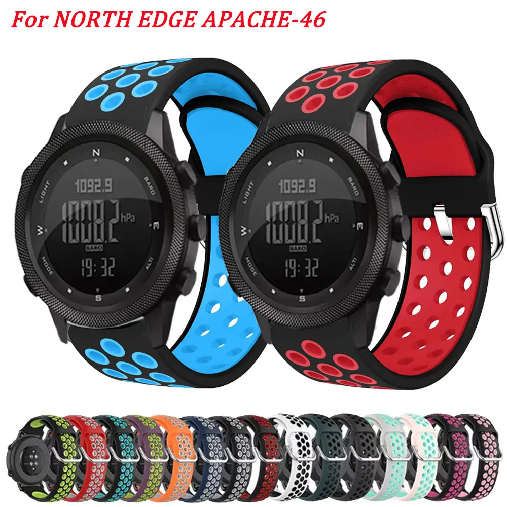 22 мм ремешок для NORTH EDGE APACHE-46, мягкий силиконовый браслет, сменный ремешок для APACHE-46, спортивный дышащий ремешок для часов