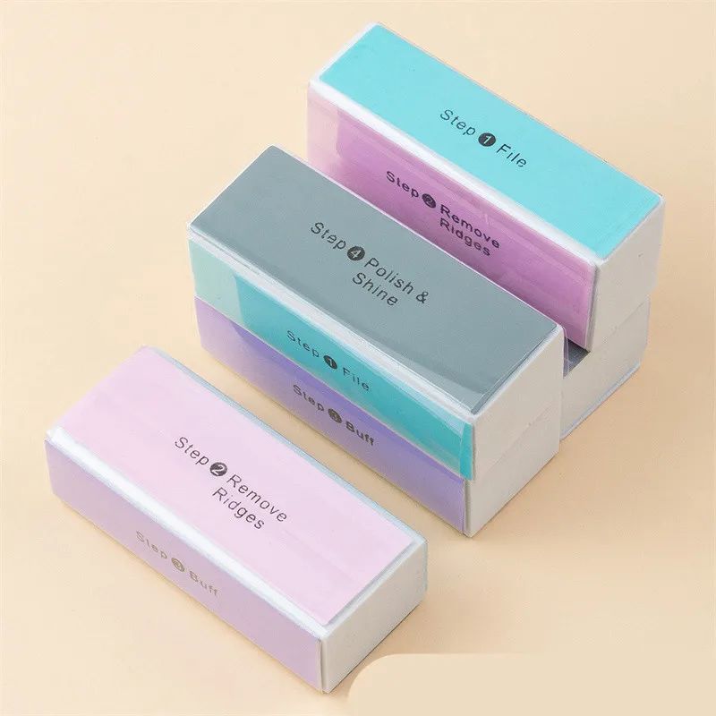 1/12PCS 4 Sides Sponge Nail Buffers Colorful Sanding Buffing Block Grinding Polishing Nail File Professional Nail Manicure Tool
