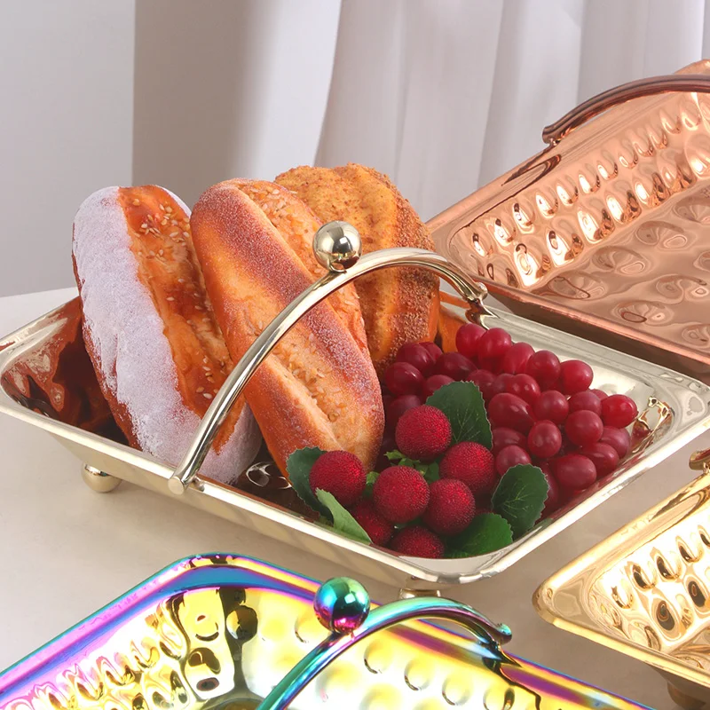 

Stainl Steel Towel Tray Portable Bar Hotel KTV Fruit Basket Nordic Sle Metal Dining Napkin Tray Versatile Serving Di