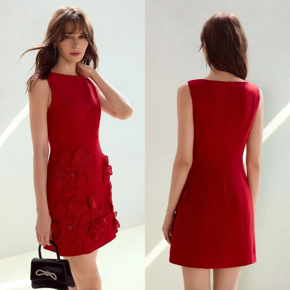 

Customized Jersey Applique O-Neck A-line Short Dresses Bespoke Occasion Party Gown Exquisite High Quality Charming