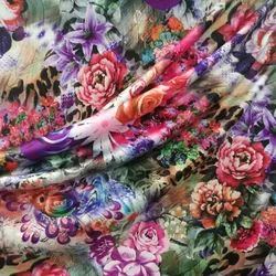 Good,4 Way Elastic,Milk Silk Knitted Cotton/Spandex Fabric,Rose Flower Snake Pattern,Diy,Sewing Women Dress,Cheongsam fabric