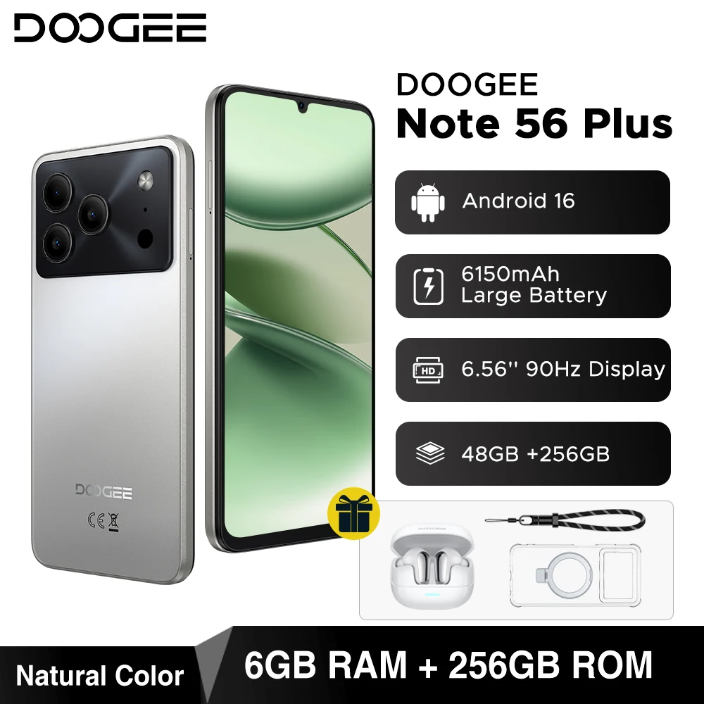 Global Version DOOGEE Note56 Plus Android 16 Smartphone 48GB+256GB