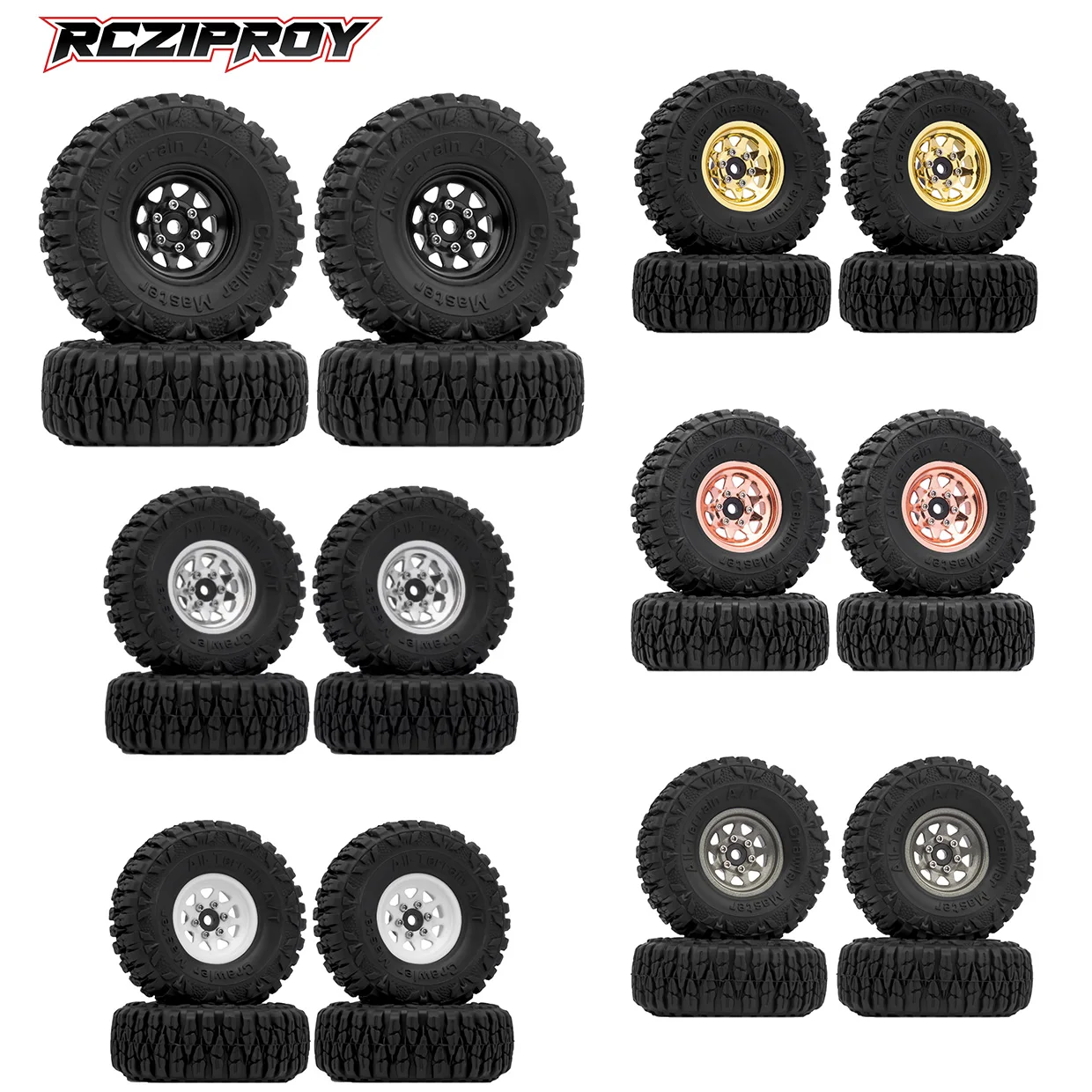 

RCZIPROY 1.0" Tire Lock Rim 58*21mm Tire Set for 1/18 1/24 RC Crawler Axial SCX24 FMS FCX24 TRX4M RC Tire Hub Upgrade Parts