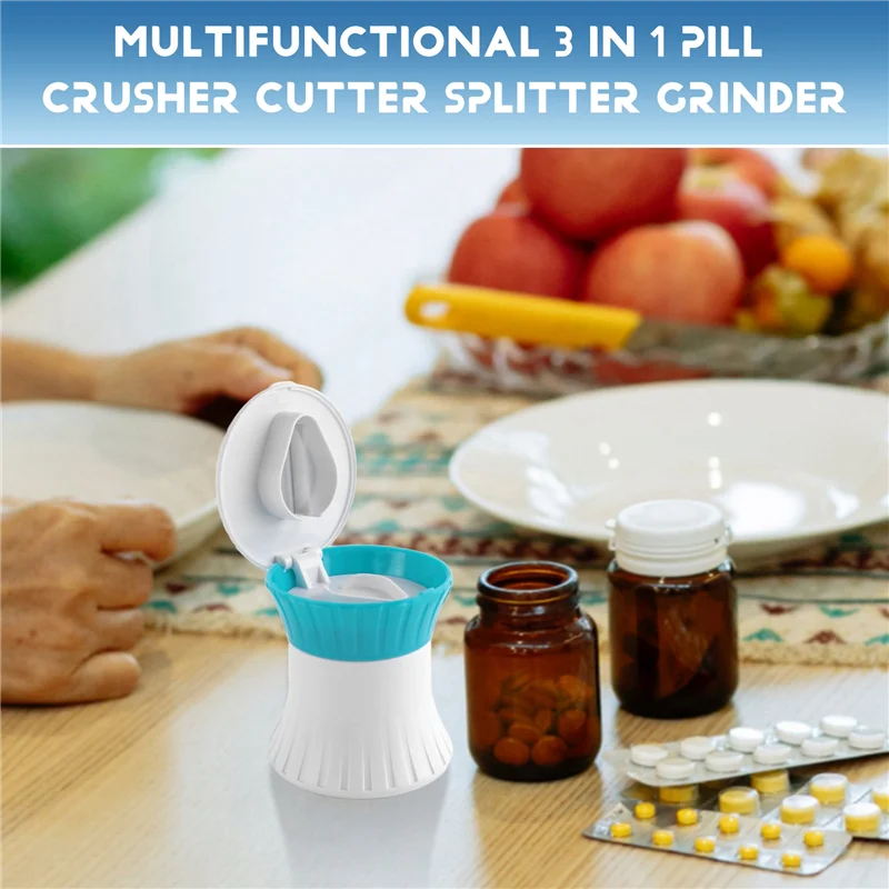 AA20-Pill Crusher Cutter Splitter Grinder - [3 In 1] - Pill Crusher Pulverizer - Tablet Cutter With Small Pill Box Container