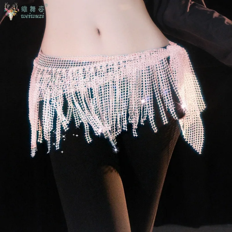 حزام ممارسة الرقص الشرقي للسيدات، وشاح الورك بشرابة الماس الكبار والأطفال، ملحقات أداء الرقص الشرقي #2