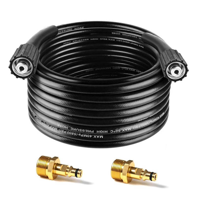 M22 -14mm Pressure Washer Hose High-Pressure Washing Extension Hoses with 2 Karcher Adapters Compatible with Karcher K Series