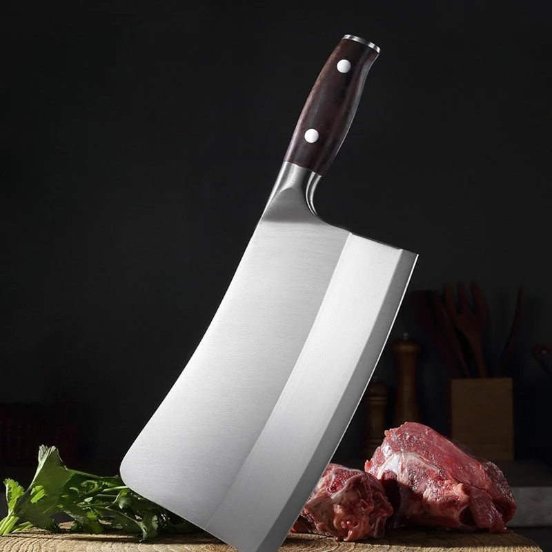 Recommend Kitchen Bone Chopping Knife Easy Cut Pig Ribs Stainless Steel Cleaver Knife Comfortable Wood Handle Kitchen Accessorie