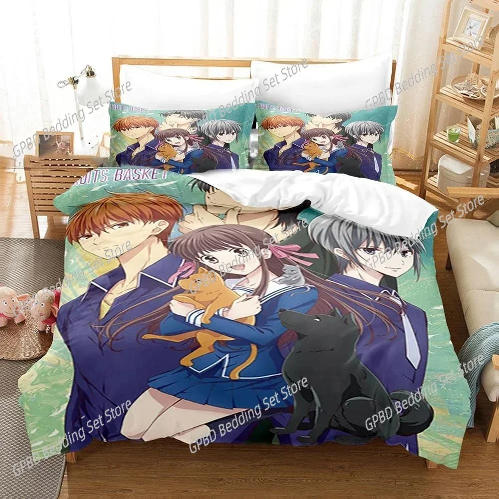 

Anime Fruits Basket Comfortable Duvet Quilt Cover Pillowcase Bedding Set Children Bedroom Decoration Home Textile