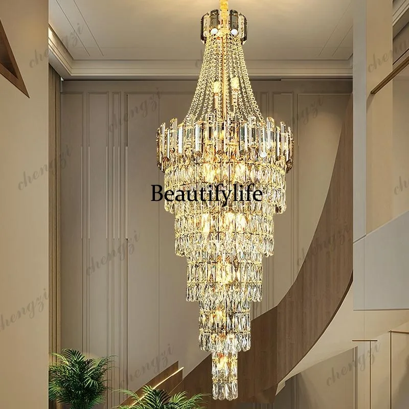 Stairs Empty hall lights Modern, living room Duplex building Hotel lobby hall chandelier