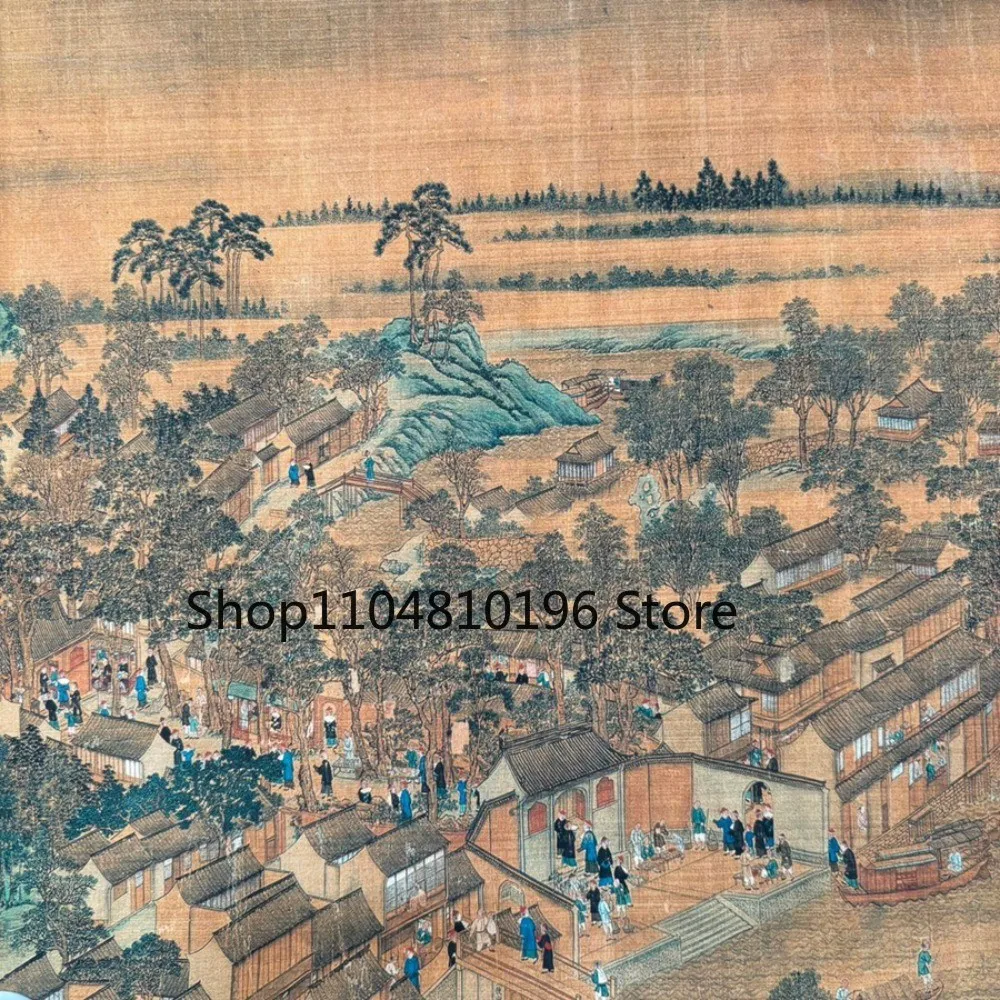 Old Chinese Qing Hand Scroll Suzhou Emperor Southern Tour Palace Landscape Paint
