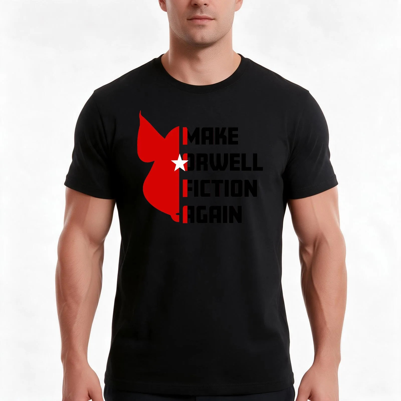 Make Orwell Fiction Again T-Shirt, Summer Casual Cotton Tee, Oversized Streetwear Tops, Vintage Graphic Print, Unisex Men Women