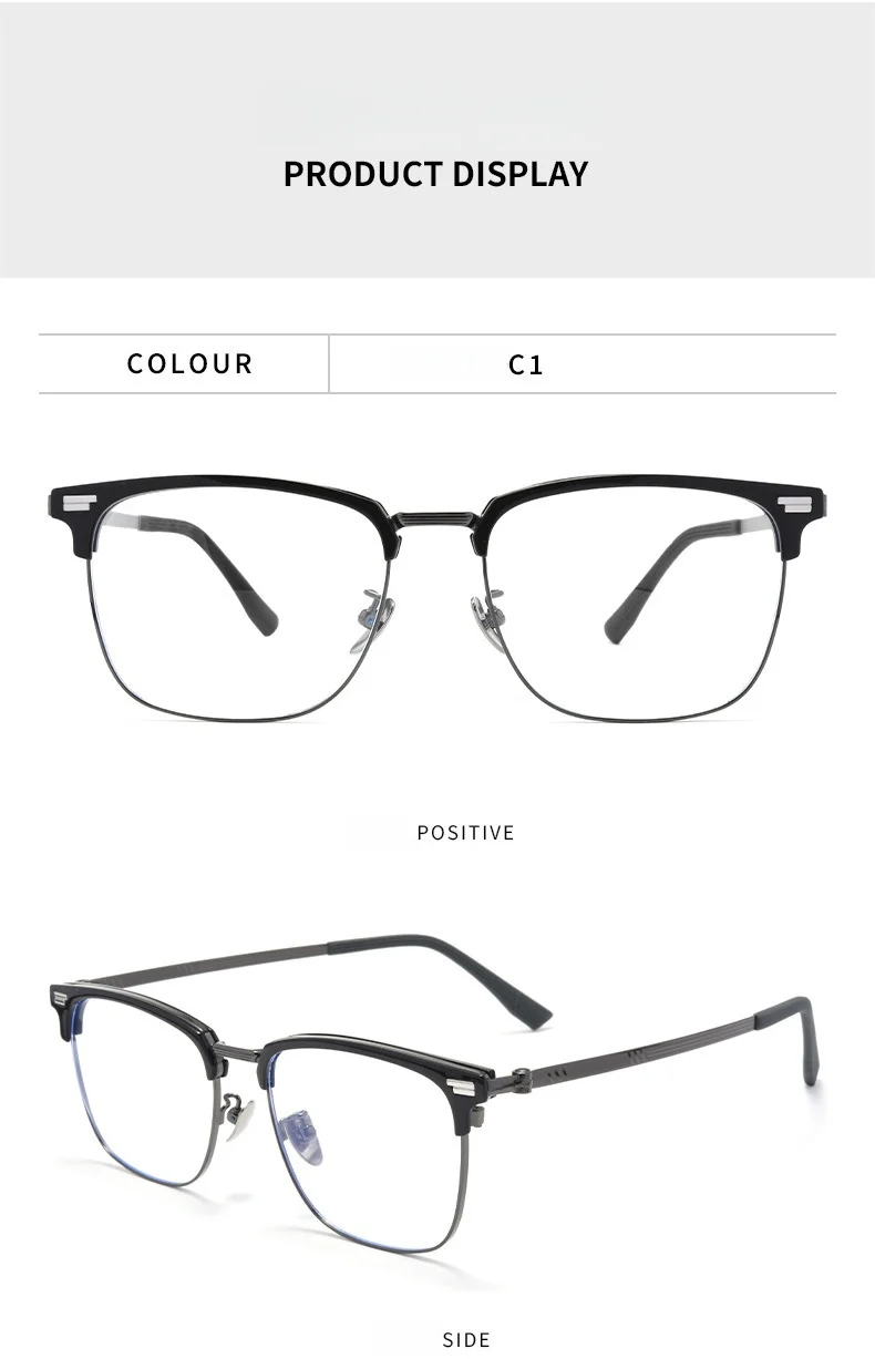 Hochwertige, ultraleichte Anti-UV-3D-Filmbrille mit polarisiertem magnetischem Clip-On-Brillengestell für Herren, Vintage-Titanbrille 9688ZM – Detail 12