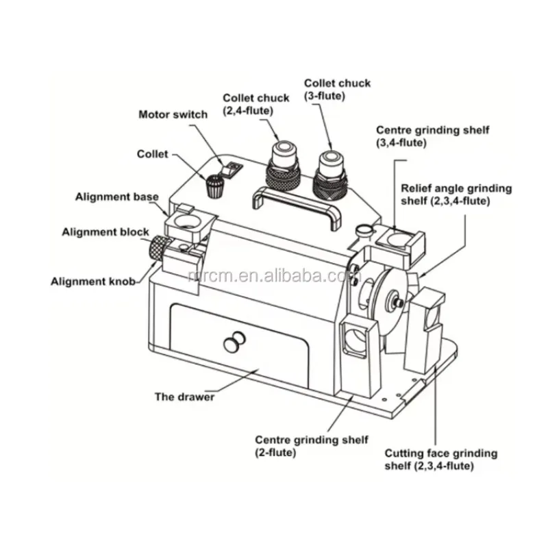 MR-X1A End Mill Sharpener With 4-20mm Grinding Range Durable End Mill Grinder Featuring Durable Motor Core Components