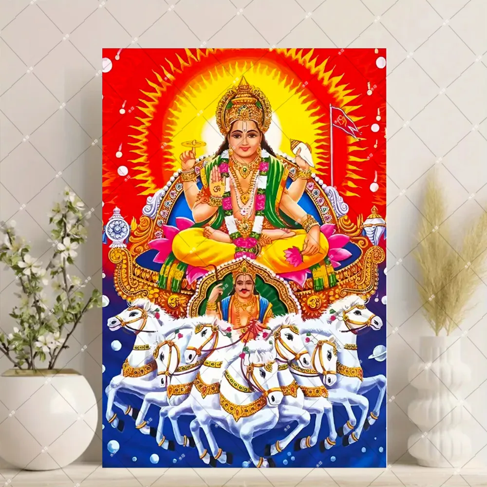 Indian God Thailand Religion Shiva Ganesha Parvati Theme Hinduism Lakshmi Goddess of Wealth Background Door Cover Room Decor