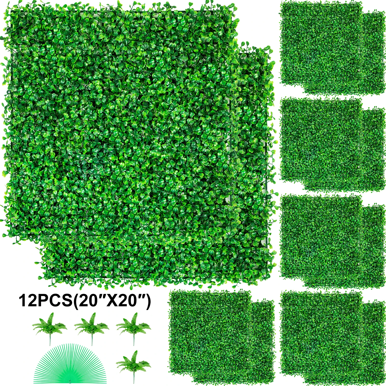 a*-SucceBuy Artificial Plant Wall Decoration Boxwood Hedge Wall Panel Home Decor Fake Grass Backdrop Wall Privacy Hedge Screen