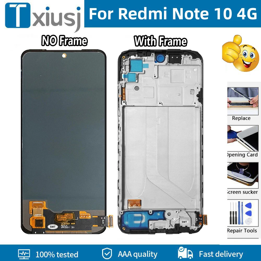 

6.43 AA+ For Xiaomi Redmi Note 10 4G LCD Screen Replacement Panel Screen Display Touch Digitizer Full Assembly Repair Kit