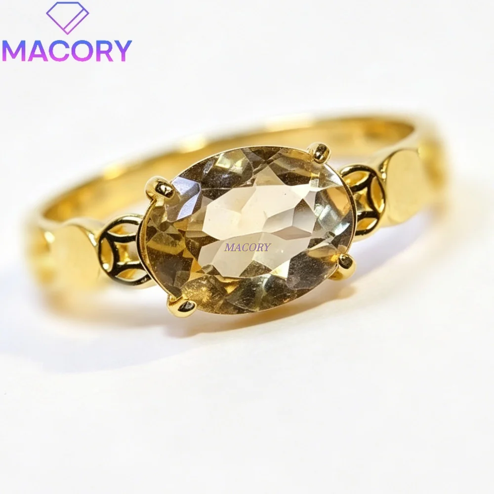 S925 sterling silver Citrine ring classic design bright color vibrant and lively style a dazzling highlight for everyday wear