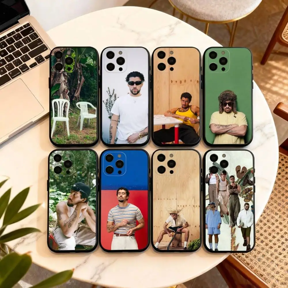 B-Bad b-lapin DtMF(8) coque de téléphone pour iPhone 17,16,15,14,13,12,11 Plus,Pro Max,XS, couverture noire en Silicone souple