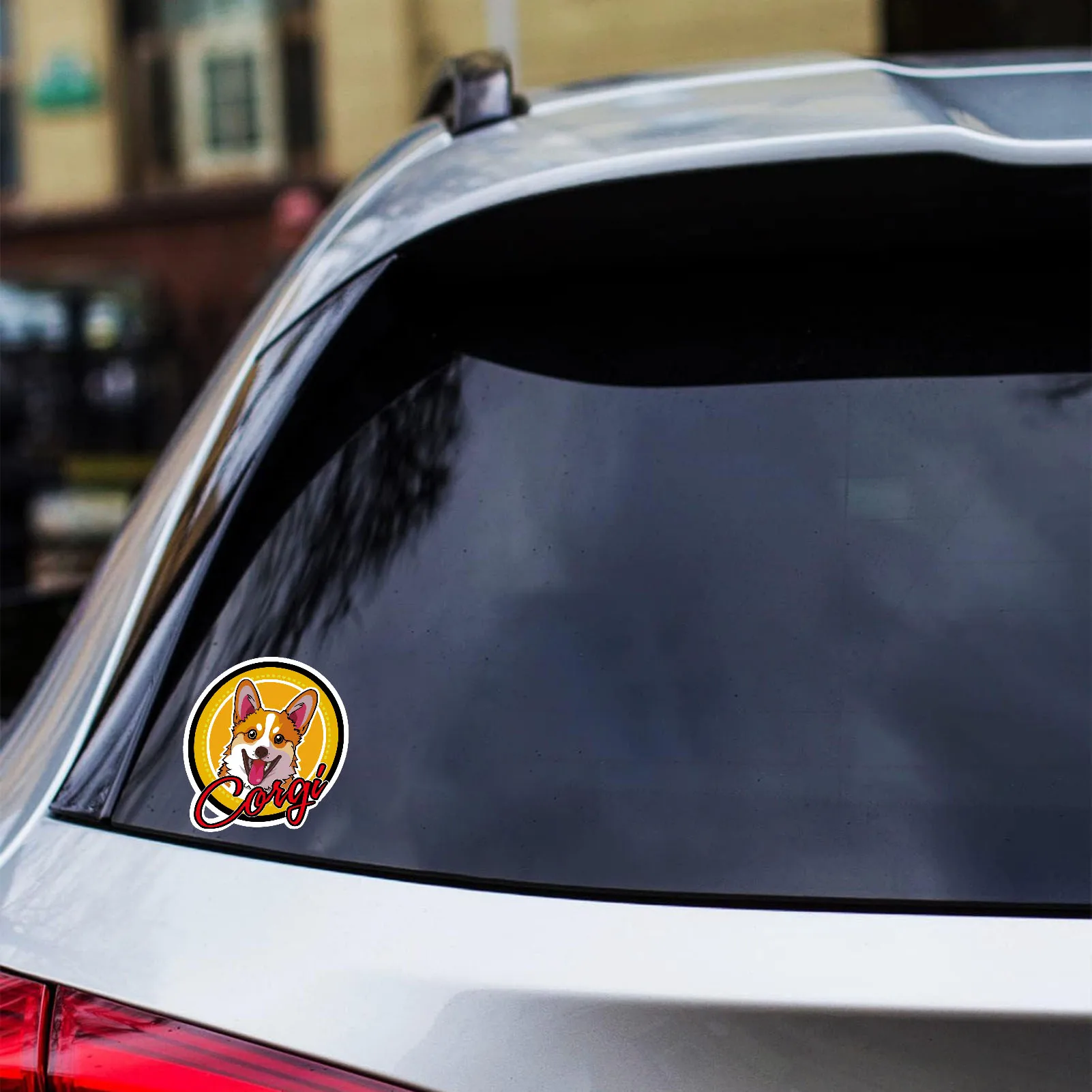 Dog Cute Corgi on Board Peeker Car Styling Tape Sticker Auto Triangle Electric Decoration Applique