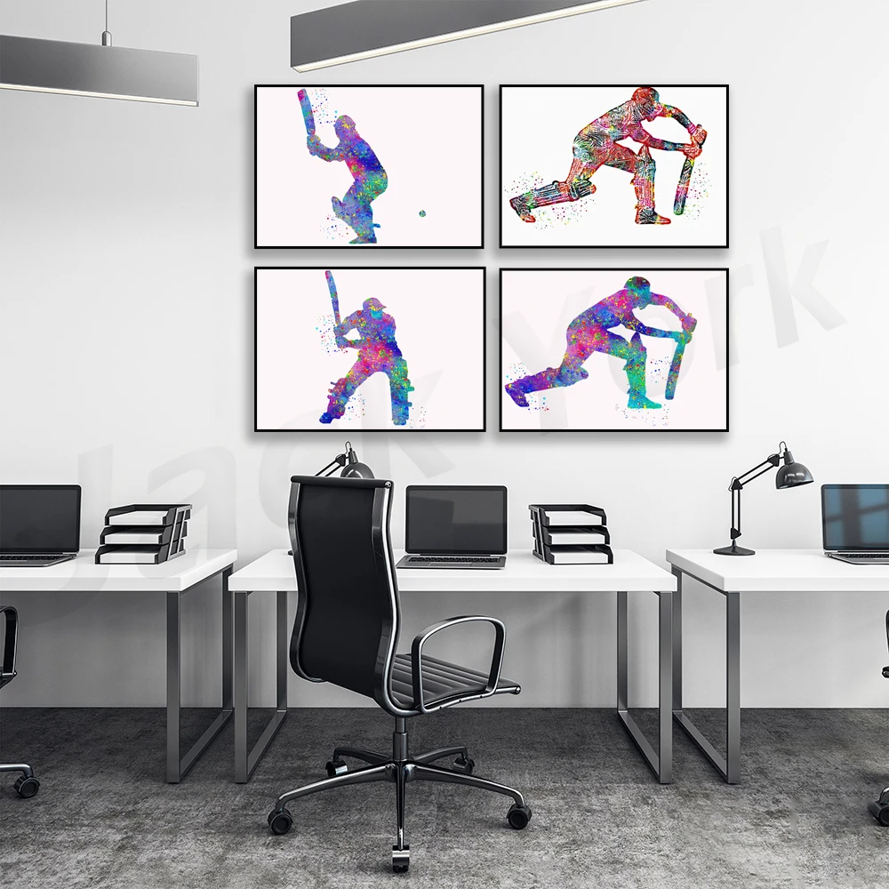 

Batsman Striking Cricket Ball Cricket Sport Art Print Cricket Wall Art Gift Nursery Wall Decor Watercolor Print