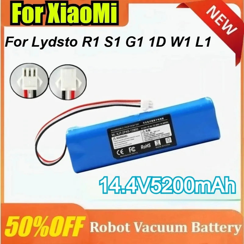 

14.4V 5200mAh For XiaoMi Lydsto R1 S1 G1 1D W1 L1 Rechargeable Li-ion Battery Robot Vacuum Cleaner Battery