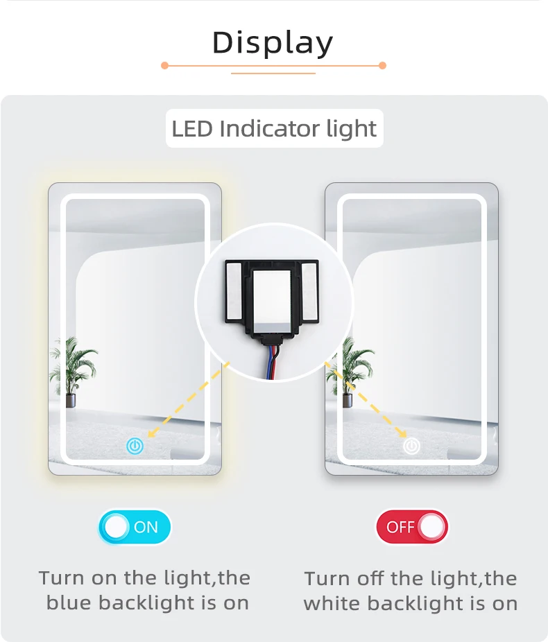 Ein-Touch-Ein/Aus-LED-Lichtschalter für Hochspannungsspiegel, geeignet für 220V AC LED-Beleuchtung – Detail 5