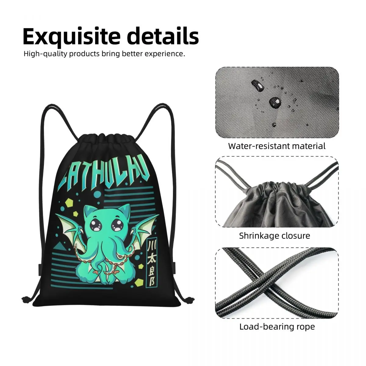 Cthulhu-Sac à dos de yoga personnalisé pour hommes et femmes, sac à dos de sport, sac de sport, sac de sport Lovecraft Monster, sac à dos Anime Funny Cat, proximité Wstring