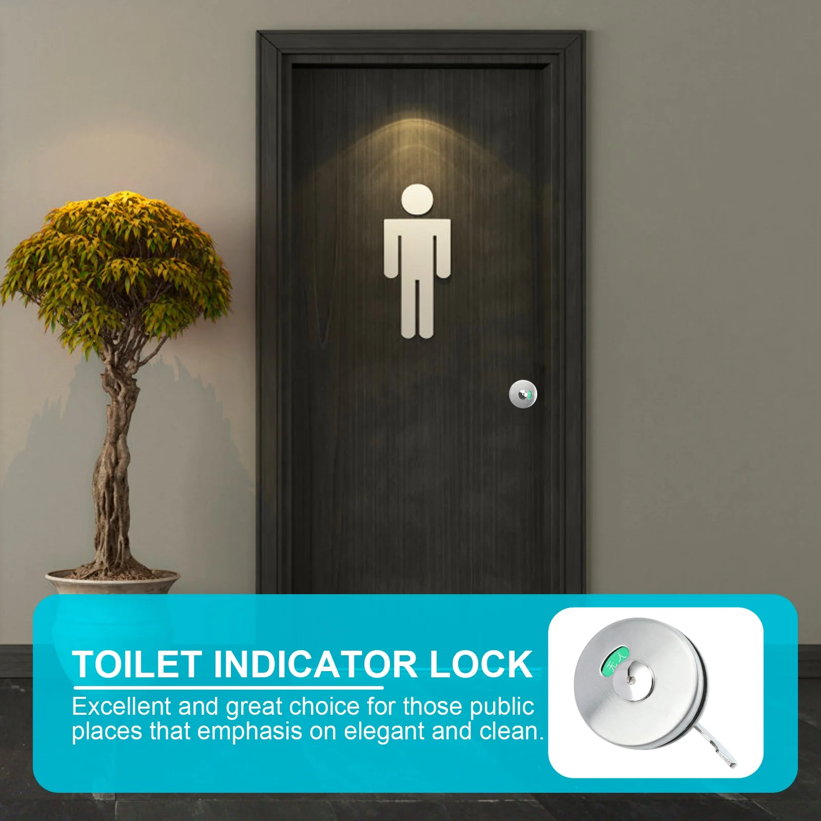 قفل مؤشر باب المرحاض من الفولاذ المقاوم للصدأ، أخضر وأحمر، حالة شغل، قسم المرحاض العام، مزلاج الخصوصية